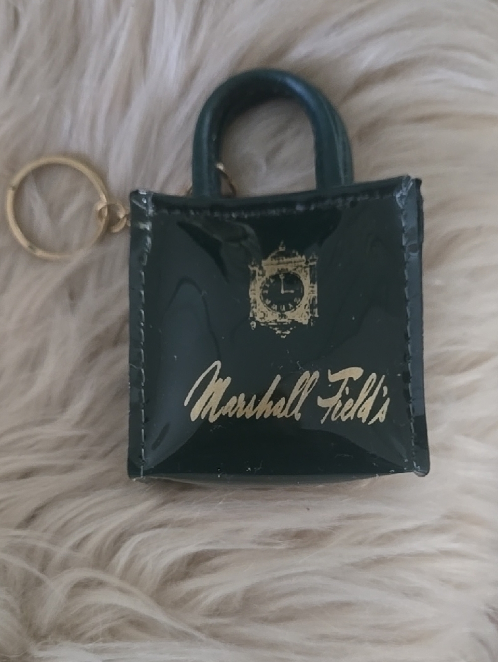 Marshall Field's Green Patent Mini Purse Keychain
